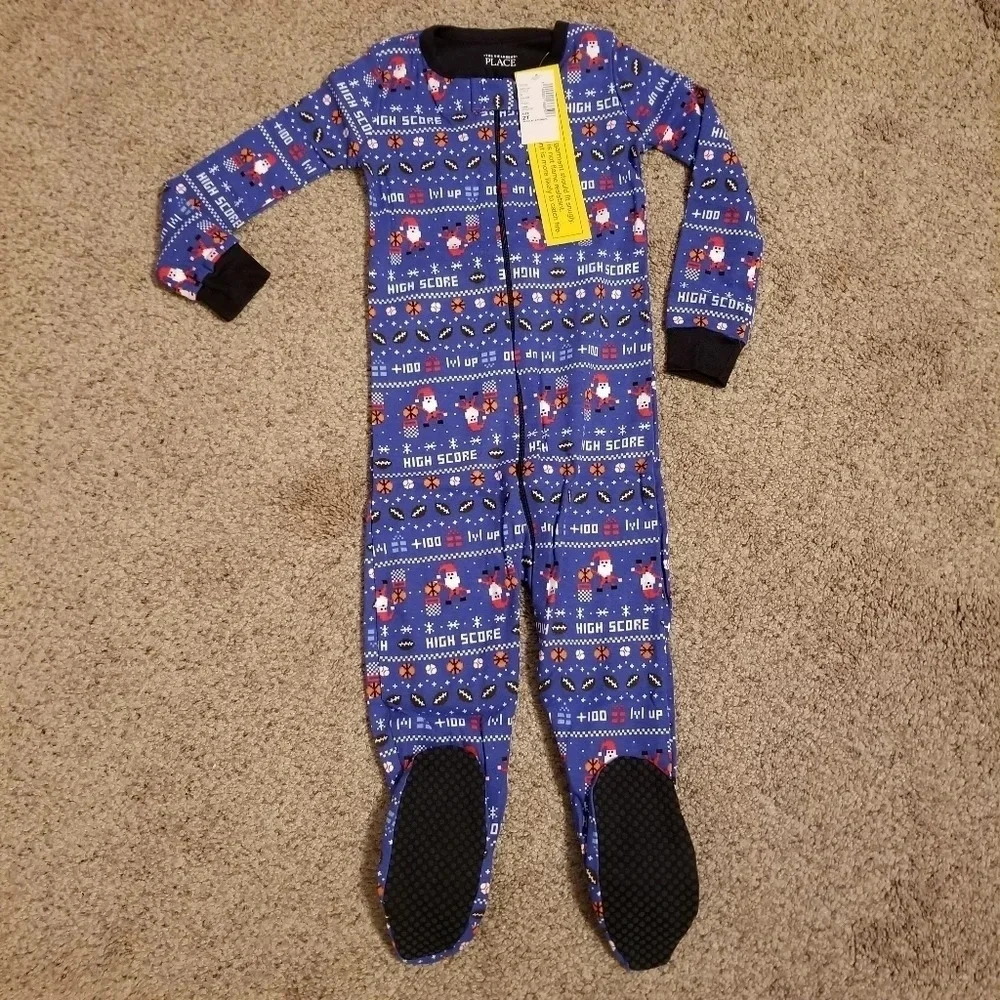 Christmas Santa Sports Boy Footed Pajamas 2T